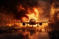 After an explosion, an aircraft carrying passengers crashes at an airport.