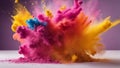 explosion with alpha channel A colorful rainbow paint color powder explosion on a white wide panorama background, Royalty Free Stock Photo