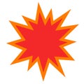 Explosion or bomb blast vector icon flat cartoon design, comic empty burst or blank flash isolated on white background