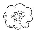 Explosion bomb doodle smoke or cloud, bomb element. Comic wow, boom, bam smoke sketch elements