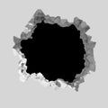 Explosion broken white wall with cracked hole. Abstract background Royalty Free Stock Photo