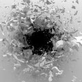 Explosion broken white wall with cracked hole. Abstract background Royalty Free Stock Photo