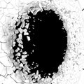 Explosion broken white wall with cracked hole. Abstract background Royalty Free Stock Photo