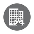 explosion of a building icon in badge style. One of terrorizm collection icon can be used for UI, UX