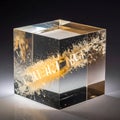 Explosion Captured in a Crystal Cube Royalty Free Stock Photo