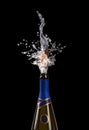 Explosion of champagne bottle cork