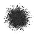 Explosion Cloud of Black Pieces. Sharp Particles Randomly Fly in the Air. Big Explosion. Royalty Free Stock Photo