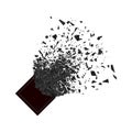 Explosion Cloud of Black Pieces on White Background. Sharp Particles Randomly Fly in the Air. Big Burst. Square Explode Royalty Free Stock Photo