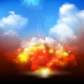 Explosion clouds and blue sky banner Royalty Free Stock Photo