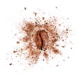 Explosion of coffee bean with hot steam, isolated on white Royalty Free Stock Photo