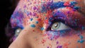 Explosion of color, bright creative makeup, colorful eyeshadow. Royalty Free Stock Photo