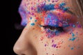 Explosion of color, bright creative makeup, colorful eyeshadow. Royalty Free Stock Photo