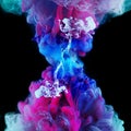 Explosion of color, concept. Splashes of colored ink in water, bright colors Royalty Free Stock Photo