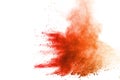 Explosion of colored powder, isolated on white background. Abstract of colored dust splatted. Color cloud. Royalty Free Stock Photo