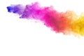 Explosion of colored powder, isolated on white background. Abstract of colored dust splatted. Color cloud. Royalty Free Stock Photo