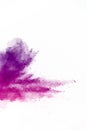 Explosion of colored powder on white background.Purple and pink dust splash Royalty Free Stock Photo