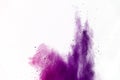 Explosion of colored powder on white background.Purple and pink dust splash Royalty Free Stock Photo