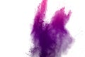 Explosion of colored powder on white background.Purple and pink dust splash Royalty Free Stock Photo