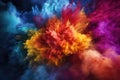 Explosion of colored smoke. Colorful explosion of colored smoke. Background for design, Colored powder explosion. Abstract closeup