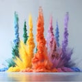 Explosion of colored smoke on a gray background. 3d rendering Royalty Free Stock Photo