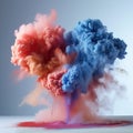 Explosion of colored smoke on a gray background. 3d rendering Royalty Free Stock Photo