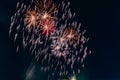 Explosion colorful fireworks on party nights Royalty Free Stock Photo