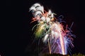 Explosion colorful fireworks on party nights Royalty Free Stock Photo