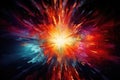 Explosion of colorful particles in space. Abstract background. 3D rendering, A color burst symbolizing a supernova explosion, AI Royalty Free Stock Photo
