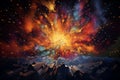 Explosion of Colors: A Cosmic Display Over a Surreal Landscape