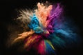 Explosion coloured powder on black, abstract, backgrounds