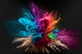 Explosion of coloured powder on black, abstract, colors