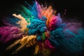 Explosion of coloured powder on black background, abstract, colors Royalty Free Stock Photo