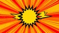 Explosion comic book style background with yellow speech bubble and radial lines Royalty Free Stock Photo