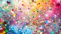 An explosion of confetti cannons fills the air with a rainbow of colors making for a truly festive celebratio