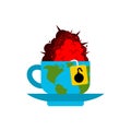 Explosion in cup of coffee. Nuclear explosion in a mug. Doomsday concept Royalty Free Stock Photo