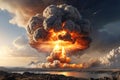 Explosion of destroying nuclear bomb Royalty Free Stock Photo