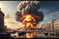 Explosion of destroying nuclear bomb Royalty Free Stock Photo