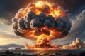 Explosion of destroying nuclear bomb Royalty Free Stock Photo