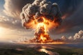 Explosion of destroying nuclear bomb Royalty Free Stock Photo