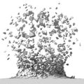 Explosion destruction with many chaotic fragments. Abstract destruction background Royalty Free Stock Photo