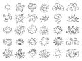 Explosion doodles. Linera sketches of surprise explosion decoration items various geometrical design elements recent Royalty Free Stock Photo