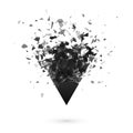 Explosion effect. Shatter dark triangle. Abstract cloud of pieces after explosion. Vector illustration Royalty Free Stock Photo