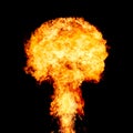 Explosion - fire mushroom. Mushroom cloud fireball from an explosion at night. Nuclear explosion. Symbol of