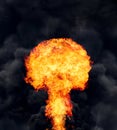 Explosion - fire mushroom. Mushroom cloud fireball from an explosion. Nuclear explosion. Symbol of environmental