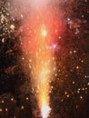 Explosion with fire in the night with sparks, light, fire, blaze Royalty Free Stock Photo