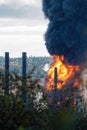 Explosion and fire at an oil refinery Royalty Free Stock Photo