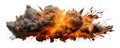 Explosion with fire, smoke and debris projectiles isolated Royalty Free Stock Photo