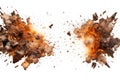 Explosion of fire and smoke isolated on white background. 3d illustration, Explosion border isolated on white background, AI Royalty Free Stock Photo