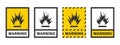 Explosion flash warning icons. Caution sign explosives liquids or materials. Explosives substances icons set. Vector icons Royalty Free Stock Photo