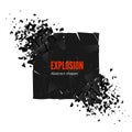 Explosion and fragmentation black square. Vector illustration isolated on white background